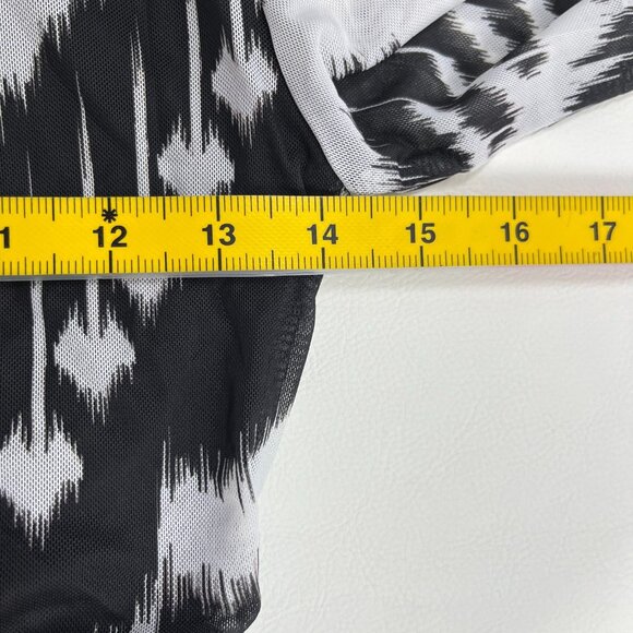 NWT Farm Rio Pineapple Ikat Tulle Midi Dress Long Sleeves Size S Black and White - Picture 13 of 15